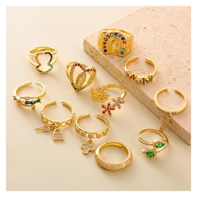 China Peggy Wholesale Original Creative Adjustable Ring Brass Pendant Cross Turkish Gold Rings Romantic Women for sale