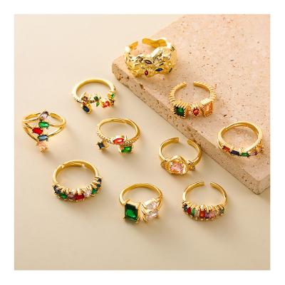 China Peggy's Romantic Brass Adjustable Rings Hot Selling Original Rhinestone Ring Luxury Jewelry Acrylic Custom for sale