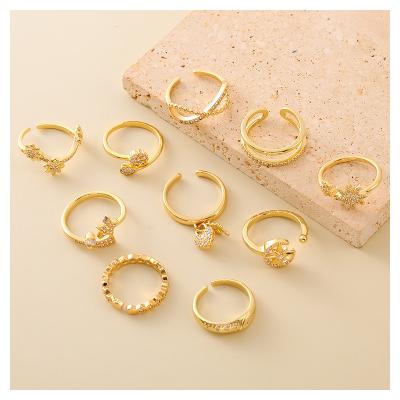 China Peggy Factory Wholesale Handmade Original Ring Custom Brass Girl Crystal Romantic Design Gift Jewelry Brass Gold Ring for sale