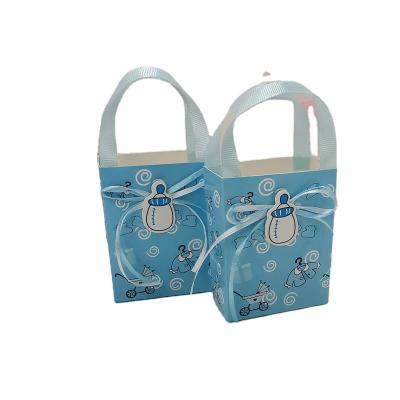 China Recyclable Wholesale Custom Printed Gift Box 3D Baby Bottle Bow Shopping Gift Bag Christmas Gift Bag for sale