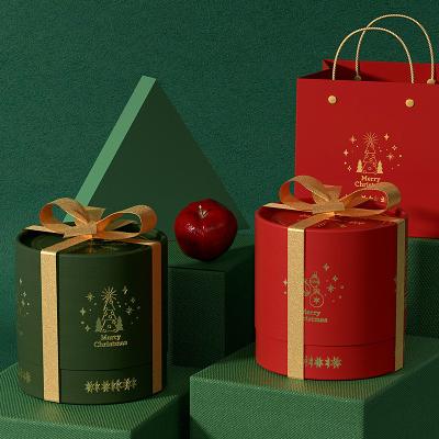 China Wholesale Custom Printed Creative Round Bronzing Gift Box Recyclable Paper Christmas Gift Box Packing Gift Box for sale