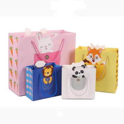 China Recyclable Wholesale Custom Printed Cute Luxury Paper Gift Bag With Animal Picture for sale