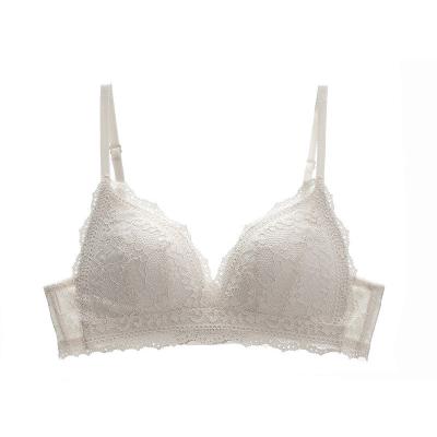 China Hot Selling Gathering Breathable No Steel Ring Bra Adjusting Secondary Breast Lace Sexy Bra for sale