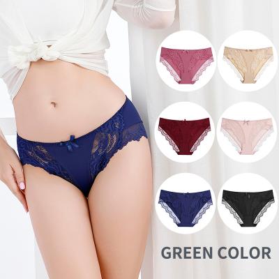 China Wholesale Antibacterial Comfortable Low Waist Underwear Cotton Lace Women's Lace Underwear Panties for sale