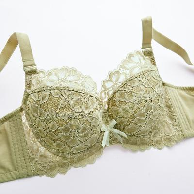 China Breathable Thin Ladies Sexy Full Coverage Cup Lace Underwear Plus Size Lingerie Cup Underwire Bra Large for sale