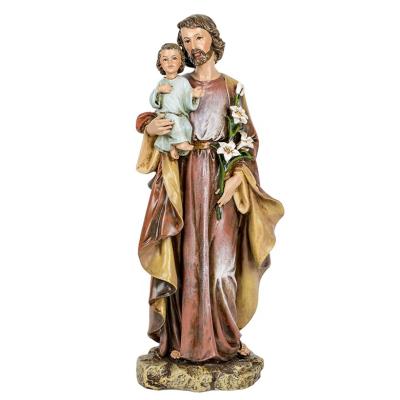 China Europe Saint Joseph and child 10 inch decorative resin stone figurine for sale