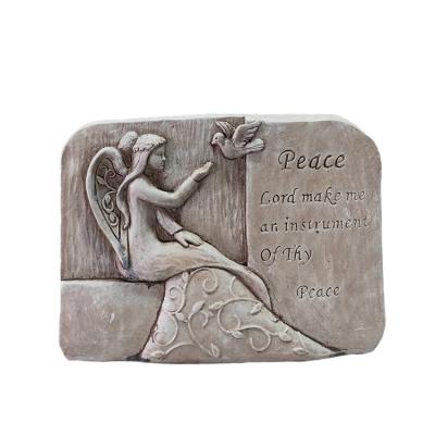 China Europe Peace Angel Memorial Concrete Resin Wall Sign Plaque for sale