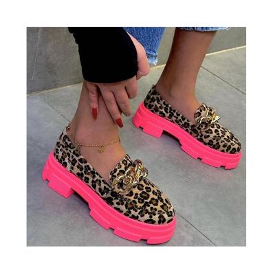 China 2022 fashion trend thick unique new women's sports shoes fashion casual leopard copy shoes women's shoes vulcanized loafers for sale