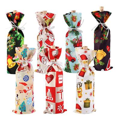 China Merry Christmas Nonwoven Wine Gift Bags Santa Wine Bottle Cover Christmas Dinner Economic/Eco-Friendly Custom Table Decor for sale