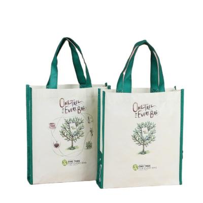 China Logo Printed Reusable Laminated Advertisement Custom Cheap Promotional Eco-friendly Non Woven Tote Shopping Bag for sale