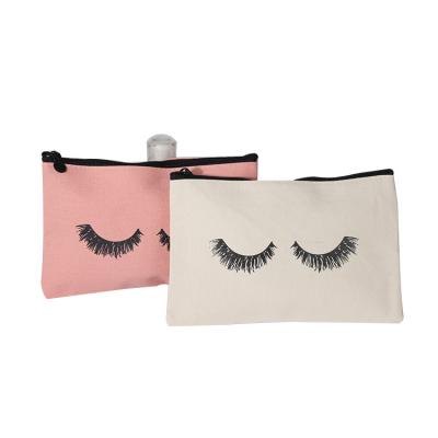 China Cheap Custom Design Simple Korean Reusable Canvas Fashion Promotion Printing Makeup Zipper Cosmetic Bag for sale