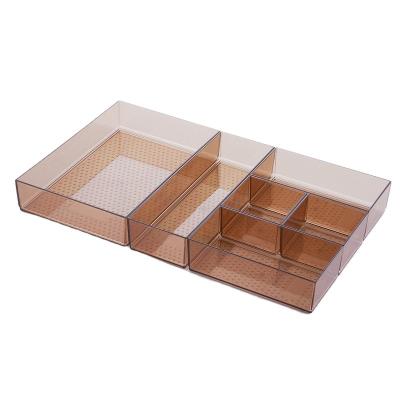 China Viable kitchen drawer cutlery undergrid storage box plastic box table top classification layout makeup box for sale