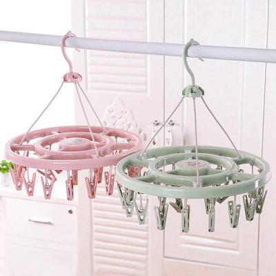 China Multifunctional Plastic 18 Clips Frame Environmental Protection Bathroom Hanger For Socks Underwear Hanger Rack for sale