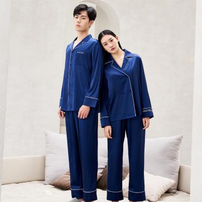 China Amazon Breathable Hot Seller Silk Sleepwear For New Fashion Mens Summer Blue Mens Sleepwear Silky Satin Homewear Pajamas for sale