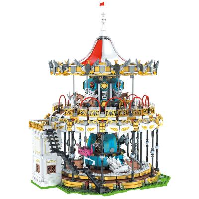 China 2021 Creative Toy Model Christmas Gift Educational Children's Brick Building Block Free Deluxe Light Carousel Building Toy Mold King 11011 for sale