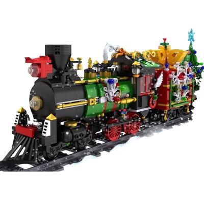 China Building Toy Mold King Christmas Electric Train RC APP Control Building Block Train With Music Creative Series Kids Model Toys for sale