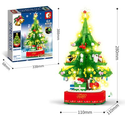 China Building Toy SEMBO 601097 Music Box Christmas Tree with Light and Music Building Blocks Bricks Toys for Children Gift for sale