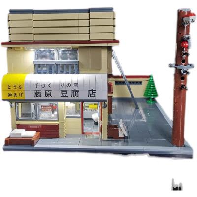 China Building Toy Legoii MOC Street View Fujihara Tofu Store Initial D Race Car With LED Intelligence Adult Block 1908 PCS for sale