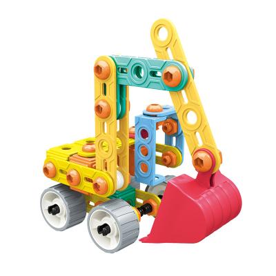 China Construction Toy Children's Puzzle Soft Glue DIY Splicing Blocks Large Nut Engineering Car Boy Splicing Model Toy for sale