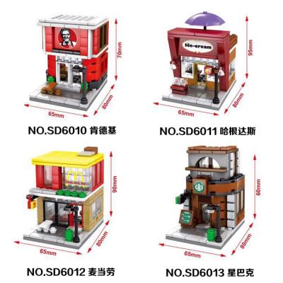 China Sembo Model Mini Bricks Mini Street Architecture Brand Coffee Store Building Intelligent Assembly Toy City Square Block for sale