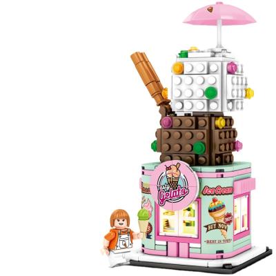 China SY Building Block City Street View Series Ice Cream Clever Flowers Store With Light Assemble Legou Bricks Bricks for sale