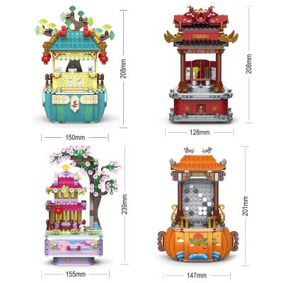 China Building Toy Decool Chinese Style Street View Style Antique Pavilion Ornaments Storage Box Children's Building Blocks for sale