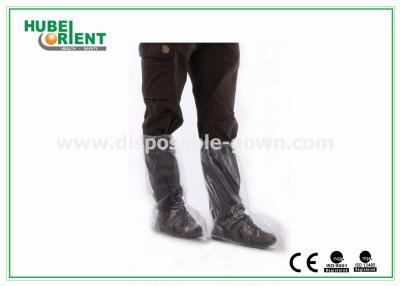 China Cubierta disponible impermeable respirable transparente de la bota del uso PE con el elástico en la abertura en venta