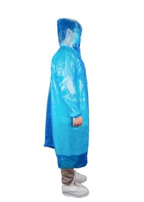 China Waterproof Disposable Transparent PE Plastic Raincoat With Long Sleeves And Hood for sale