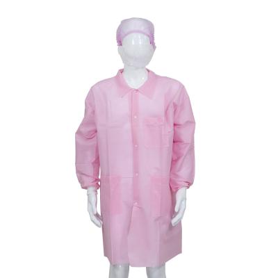 China Adult Size Disposable Non Woven/SMS/Tyvek Lab Coats With Snaps Closure for sale