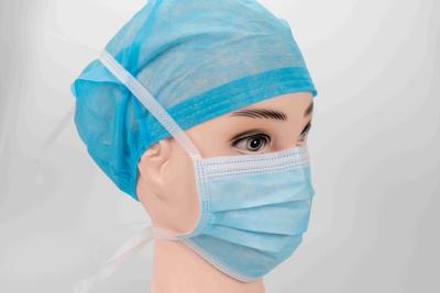 Cina CE MDR Approvato Maschera facciale monouso non tessuta 3 pli Maschera chirurgica con cravatta per uso ospedaliero in vendita