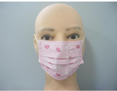 China 3ply Breathable Anti Bacterial Disposable Non Woven Face Mask Cute Cartoon Printing for sale