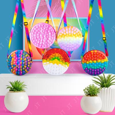 China Pop It Cross - Hot Body Purse Bag Silicone Storage Bubble Pencil Bags Food Grade Silicon Jumping New Rainbow Push Bubble Set Sensory Bouncy Person Toy Bag for sale