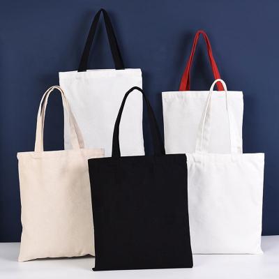 China Casual Custom Logo Recycle Single Organic Cotton Tote Bag Large Bulk Reusable 100% Cotton Canvas Shopping Bag for sale