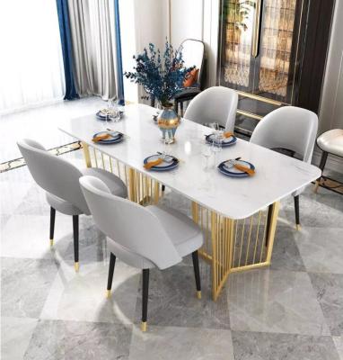 China Marble Top Dining Table (Other) Adjustable Luxury Marble Dining Table Set Single Gold Legs Coffee Marble Dining Table Set 6 Seater for sale