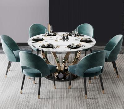 China \ Round Marble Table Luxury Marble Dining Top With Stainless Steel Table Legs Dining Table Set for sale