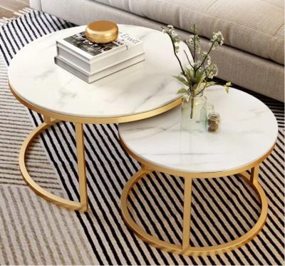 China Modern Simple Black Marble Coffee Table (Other) Newer Style Double Layer Adjustable Round Cover And Metal Center Legs Table for sale