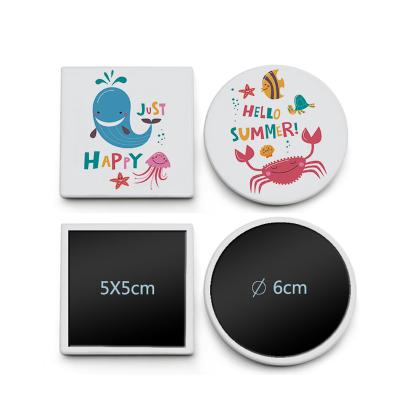 China Magnet Round Ceramic Fridge Magnet UV Print Customize Square Fridge Magnet Tile Blank For Printing Factory for sale