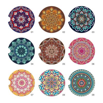 China Premium Viable Symmetry Pattern Floral Absorbent Inspired Ceramic Car Coaster for sale