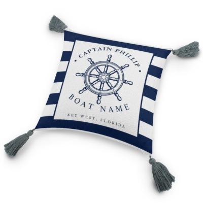 China Anti-pilling Nautical Themed Sailboat Captain Throw Pillow Case for sale