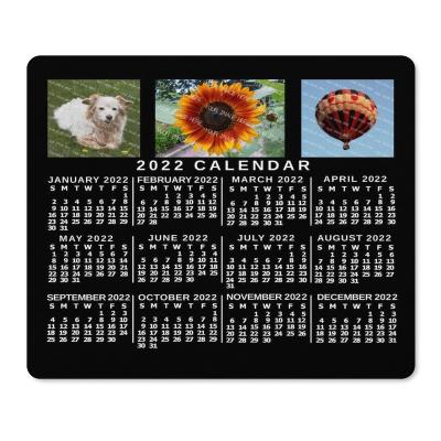 China Water Resistance Black 2022 Year Calendar Custom 3 Month Calendar Mouse Pad for sale