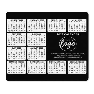 China Water resistance 2022 calendar with logo, contact information black mouse pad for sale