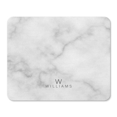 China Water Resistance Monogram Simple Modern Minimalist White Marble Mouse Pad for sale