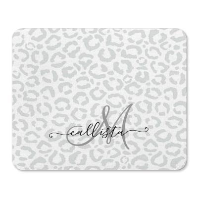 China Water Resistance Gray Leopard Cheetah Animal Print Stylish White Mouse Pad for sale