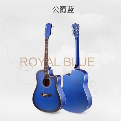 China Basswood classic colorful acoustic guitar with EQ tuner wholesale 39 inch basswood body travel wooden guitar for sale