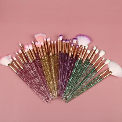 China Fashionable Personalized Custom Soft Dense Synthetic Hair Makeup Brush Crystal Handle Make Up Brush Spot Brush 10 Pcs for sale