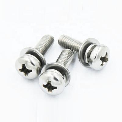 China GB9074.8 M1.6-10 pan head stainless steel pan head screw with washer/sems screw with lock washer for sale