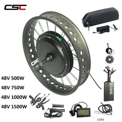 China Promotion 48V 1500W Big Tire Bike Brushless Hub Motor Rear Wheel Kit Snow Wheel 1500W Electric Bicycle Conversion Kit with Battery 20