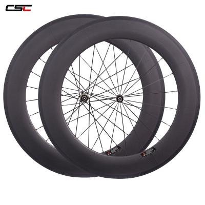 China Toray T800 carbon fiber CSC pull wheelset 88mm 25mm width straight carbon road bike carbon wheelset with Novatec AS511SB FS522SB hub for sale