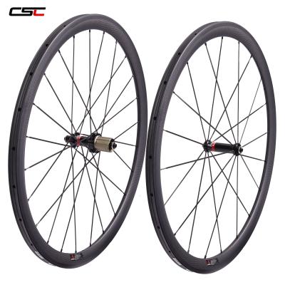 China Toray T800 carbon fiber CSC pull wheelset 50mm 25mm width U shape straight carbon road bike tubular carbon wheelset with Novatec AS511SB FS522SB hub for sale