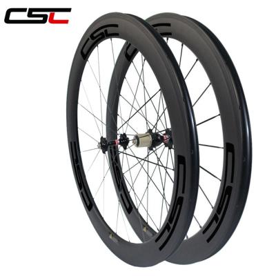 China Toray T800 Carbon Fiber U Shape 25mm Width 60mm Clincher Chinese Carbon Wheels CSC Road Bicycle Racing Wheelset for sale